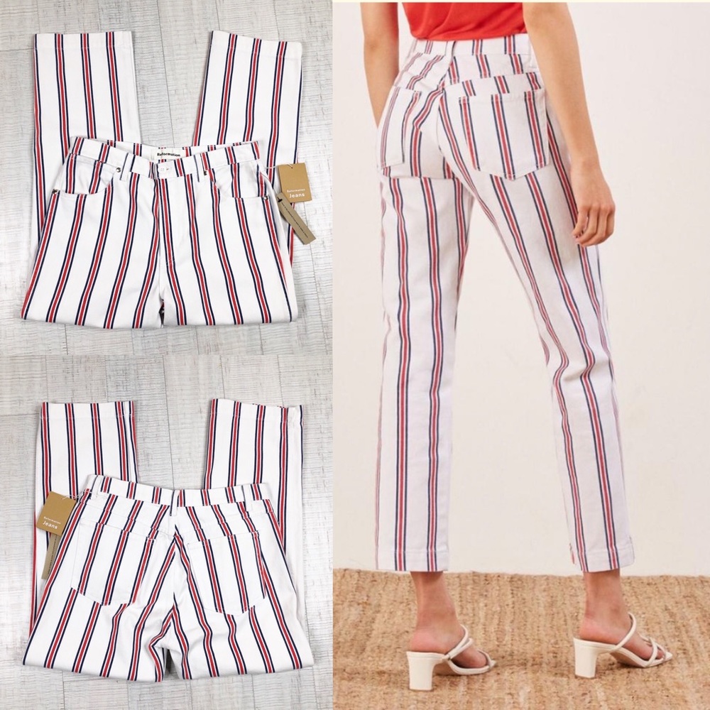 Reformation Roper Crop Straight Jeans Valley Plaid